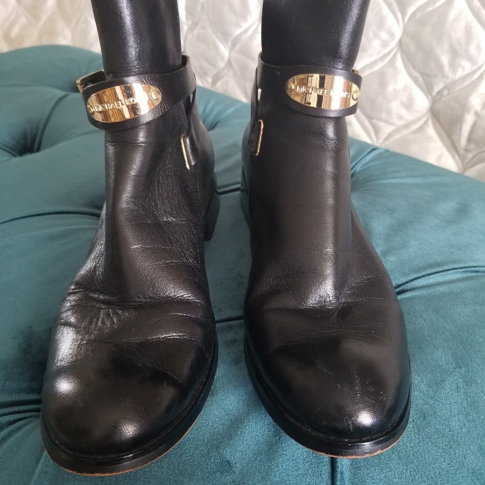 Black leather MK motorcycle boots